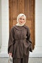 Women's Tie Collar Waist Tie Suit Brown - 3