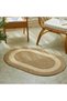FFD Jute Rug Carpet Oval Jute Rug with White Line Design Floor Mat Carpet Jute Door Mat Living Room - 4