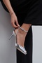 Vela Silver Rustic Ankle Strap Open Toe Detail Women's Heeled Shoes - 3