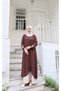 Aerobin Dress with Inner Gilet and Garnish Brown Hnt7604 - 3
