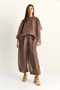 Women's Mink Cape Detailed Transparent Blouse Lined Shalwar Trousers Top and Bottom Set 9421 60286149 - 3