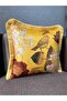Robin-9372 Yellow Imported Silk Velvet Tasseled Cushion Cover 43X43 - 2
