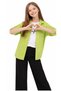 Girl's Confidence Written Folded Sleeve Shirt T-Shirt Pants Pistachio Green Three-Piece Set - 2