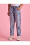 Girls Blue Heart Trim Mom Fit Jeans