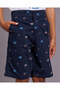 Boys Navy Printed Twill Bermuda Shorts - 4
