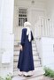 Aerobin Dress with Inner Lining and Garnish in Navy Blue Hnt7604 - 7