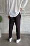 Men's Boyfriend Style Pleated Black Linen Trousers with Elastic Waist Summer Ke-1900 - 3