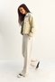 Women's Beige Stripe Detailed Contrast Textured Jacket Wide Leg Trousers Set 8075 60286154 - 4