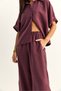 Women's Plum Oversize Short Sleeve Shirt Elastic Waist Wide Leg Pants Set 7651 60286138 - 5