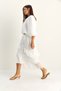 Women's White Elastic Waist Boat Neck Blouse Asymmetrical Layer Detailed Maxi Skirt Lined Suit 7646 60286142 - 4