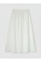 Lcw Modest White Regular Fit Elastic Waist Flared Women's Skirt - 2