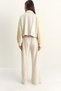 Women's Beige Stripe Detailed Contrast Textured Jacket Wide Leg Trousers Set 8075 60286154 - 7