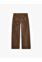 Cotton Low Waist Ribbed Wide Leg Denim Trousers - Wide Leg Jeans - 6