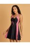Women Black And Pink Panelled Swimdress With Built In Shorts - 2