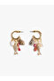 Multicolored Beaded Detailed Charm Hoop Earrings