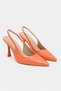 Elara Orange Matte Slingback V Vamp Line Pointed Toe Women's Heeled Shoes - 5