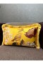 Tasseled Imported Silk Velvet Bird Pattern Yellow Throw Pillow Cover 30X50 Rectangular - 3