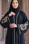 Modern Black Abaya With Elegant Sleeve Embroidered Nida Fabric Muslim Women's Fashion Hijab Dress - 5