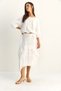 Women's White Elastic Waist Boat Neck Blouse Asymmetrical Layer Detailed Maxi Skirt Lined Suit 7646 60286142 - 5