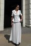 White Pleated Skirt Short Sleeve Blazer Jacket Suit - 3