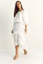 Women's White Elastic Waist Boat Neck Blouse Asymmetrical Layer Detailed Maxi Skirt Lined Suit 7646 60286142 - 2