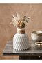 Wicker String Decorative Modern Bohemian Design 2-Piece White Vase 10cm (Flowers Not Included) - 2