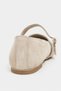 Berlin Beige Suede Inner-Outer Leather Medium Strap Buckle Flat Women's Ballerina Shoes - 8