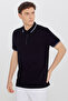 Men's Black 100% Cotton Slim Fit Slim Fit Polo Neck T-Shirt - 3