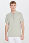 Men's Mint 100% Cotton Slim Fit Polo Collar Jacquard T-Shirt