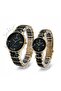 Crimson Duo Couple Watch Set for Men & Women, Quartz, Black Dial with RoseGold Strap, - 3