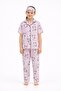Pink Cute Character Printed Short Sleeve Girls' Eye Patch Pajama Set 23826