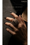 Bronze Ring Antique Jewelry Tiny Pearl Inlaid Stripe Model Adjustable Vintage Women's Ring - 2