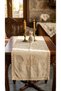 Buldan Raw Linen with Hand Embroidered Lace 45X120 100% Cotton Runner