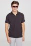 Men's Brown 100% Cotton Slim Fit Polo Collar Jacquard T-Shirt - 3
