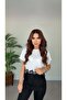 Feria Women's White Blouse with Lace Detail