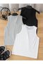 Boy's Zero Sleeve White-Grey-Black O-X Smile Printed Combed Cotton T-Shirt - 2