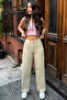 Beige High Waist Wide Leg Jeans - 6