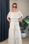 Imported Brode Madonna Collar Cotton Skirt and Blouse Set