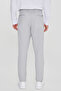 Men's Gray Slim Fit Tie-Waist Side Pocket Dobby Casual Trousers - 5
