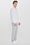 Men's Gray Slim Fit Tie-Waist Side Pocket Dobby Casual Trousers