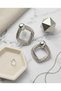 Vintage Women's Earrings Non Tarnish Jewelry Silver Color Quadrilateral Hoop - 4