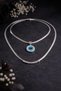 Blue Heart Detailed Double Layer Steel Necklace – Stylish Women's Necklace with Zircon Stones Steel Zircon Chain Set - 2