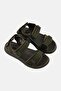 Men Brand Logo Velcro Closure Sandals, Dark Olive - 4