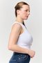 Women Crew Neck Sleeveless Ribbed Tank Top, White - 3