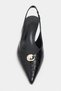 Alvera Black Crocodile Accessory Detail Pointed Toe Women's Heeled Shoes - 6