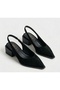 Women's Black Pointed Toe Stylish Stiletto Painted Heeled Shoes 4 cm Black Suede - 2