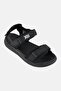 Men Brand Logo Velcro Closure Sandals, Black
