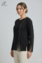 Women's Lace Vertical Line Patterned Embroidered Stone-Embellished Slit Lycra Mother Combed Cotton Blouse - 2