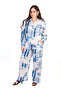White & Blue Abstract Embroidered Co-Ord Set