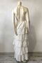 Beige Halter Neck Sleeveless Layered Ruffle Casual Cotton Long Woven Dress 145 45 - 8